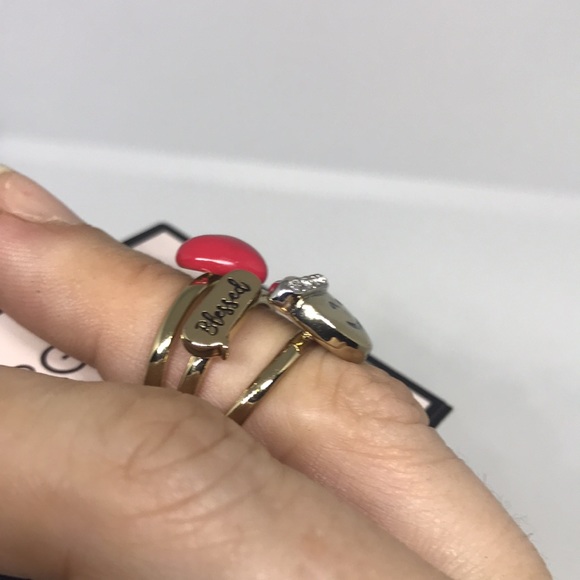 BCBGENERATION Goldtone Emoji Stacked Ring NWT - Picture 8 of 10